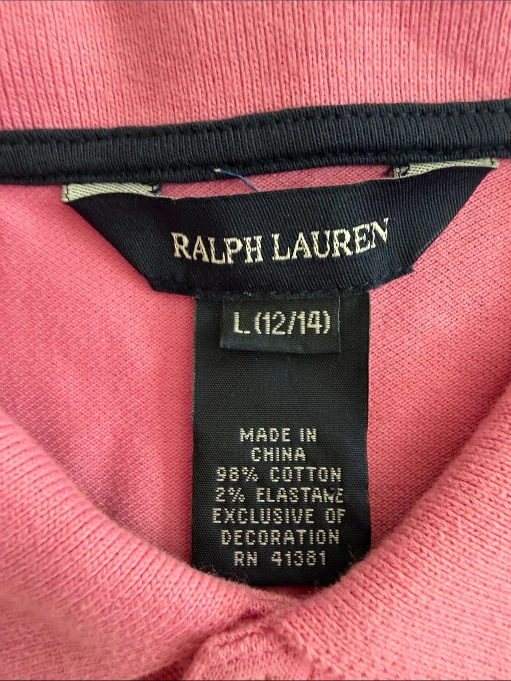 Vintage Ralph Lauren Girls' Pink Long Sleeve Polo Top